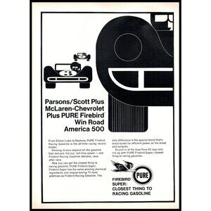 1967 Pure Oil Firebird Super Gasoline Vintage Print Ad Minimalist Wall Art